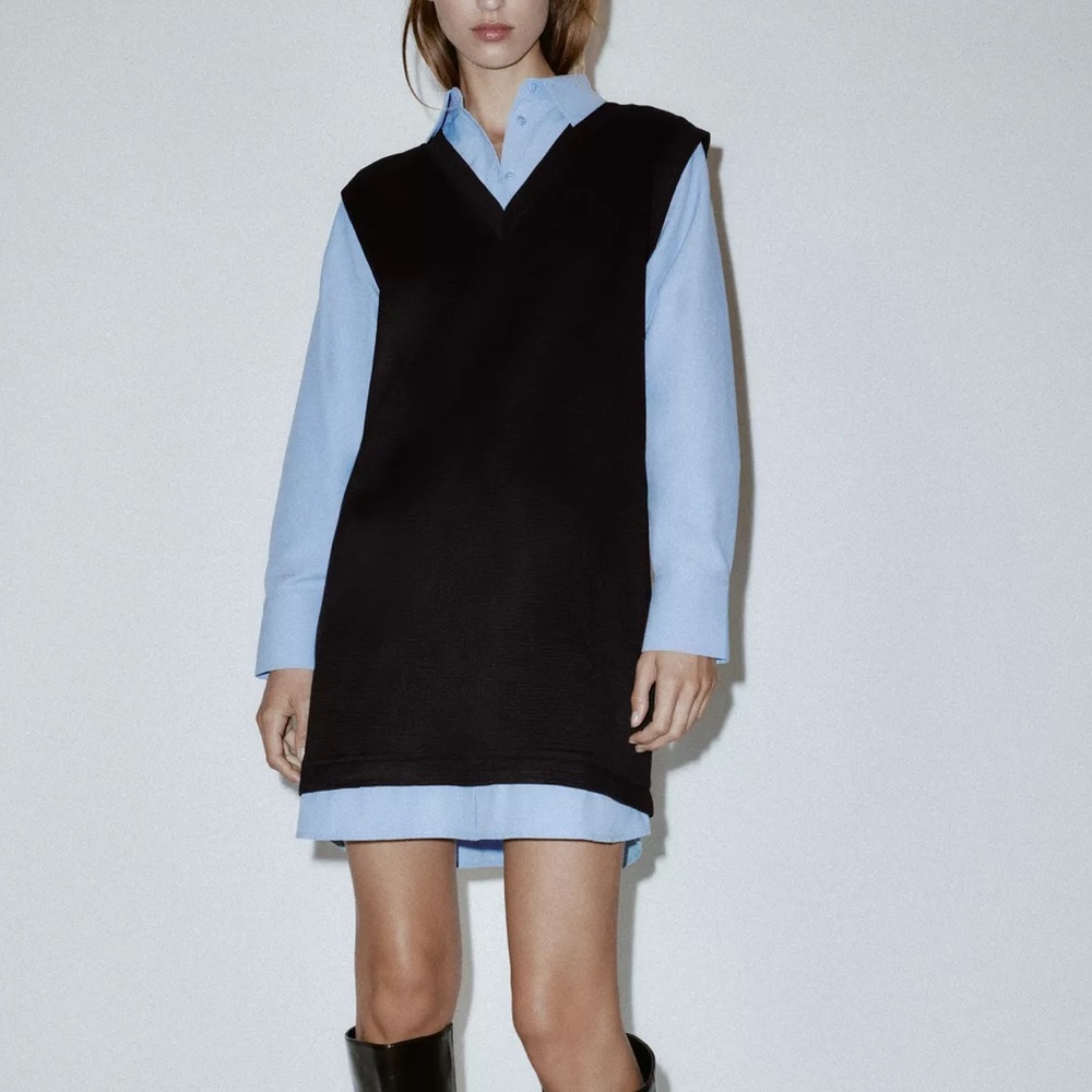 ZARA combinedā poplin mini dress - Size XS